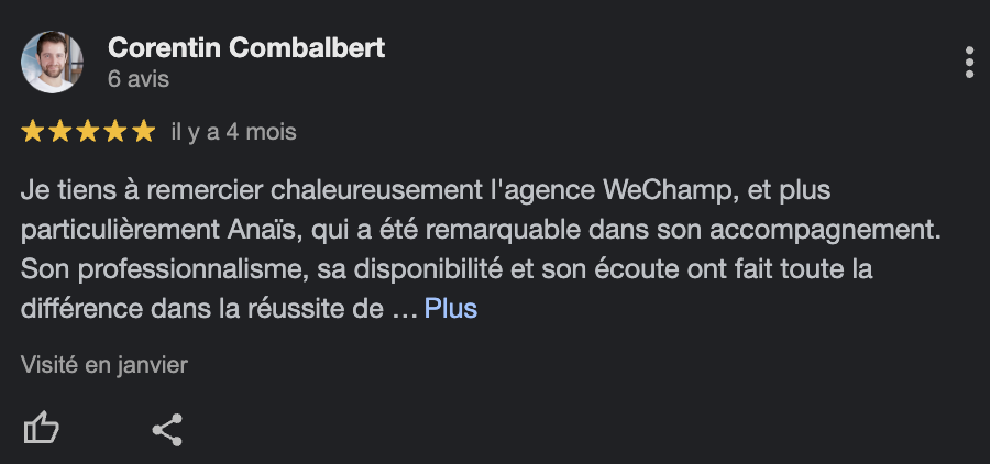 Avis Google Sur WeChamp 5