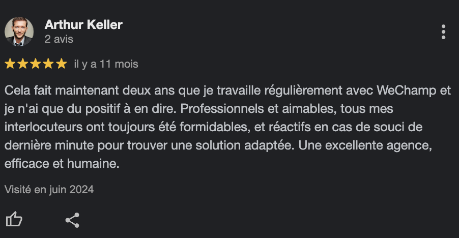 Avis Google Sur WeChamp 2