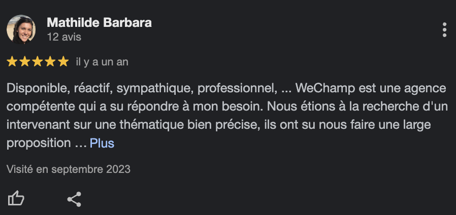 Avis Google Sur WeChamp 1